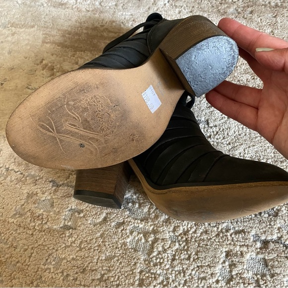 Free People Hybrid Strappy Nubuck Leather Ankle Booties Boots Heeled Black: 36 - Picture 6 of 13